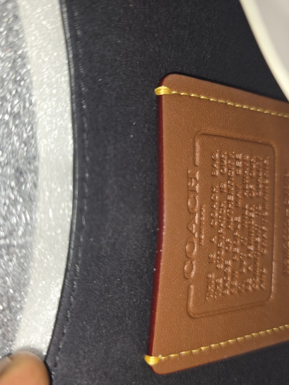 Coach Black Leather Shoulder Bag with Gold Chain Accent. Missing Part Long Strap - Picture 7 of 9